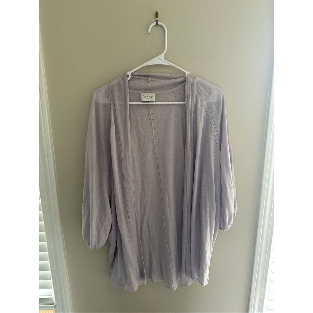 Wrap London Light Purple Open Cardigan Cocoon Sweater Linen US 8